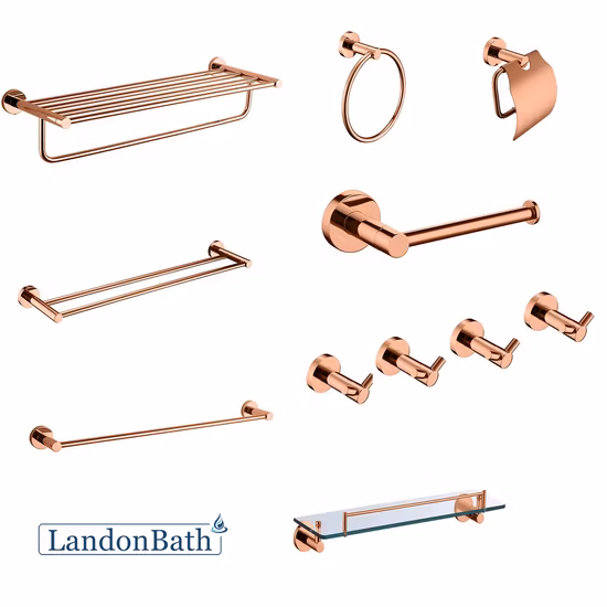 Accessori per il bagno in legno e alluminio