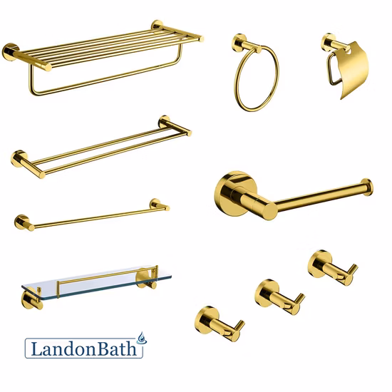 Set moderno di accessori per il bagno da 6 pezzi. Prodotti per il bagno dell'hotel in nero opaco di lusso moderno. Accessori da bagno